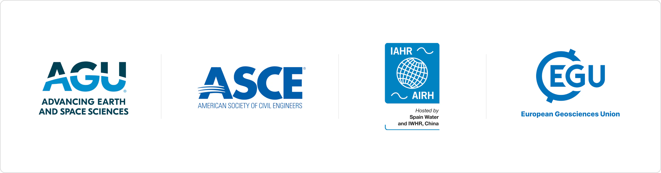 AGU, ASCE, IAHR and EGU professional memberships